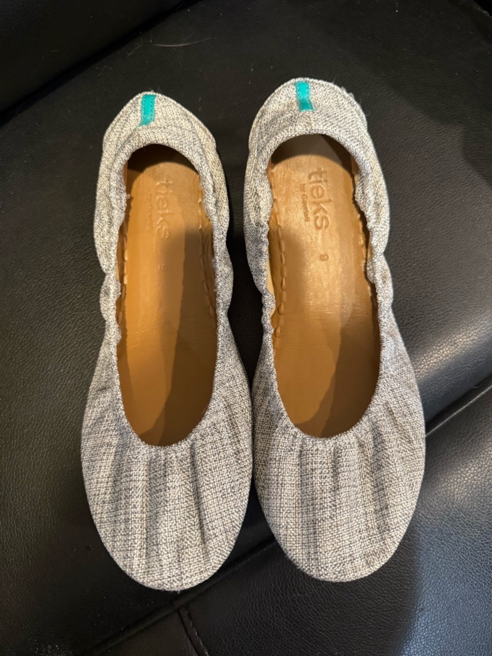 Tieks Silver Lake Grey vegan Knit textured Ballet Flat size 9